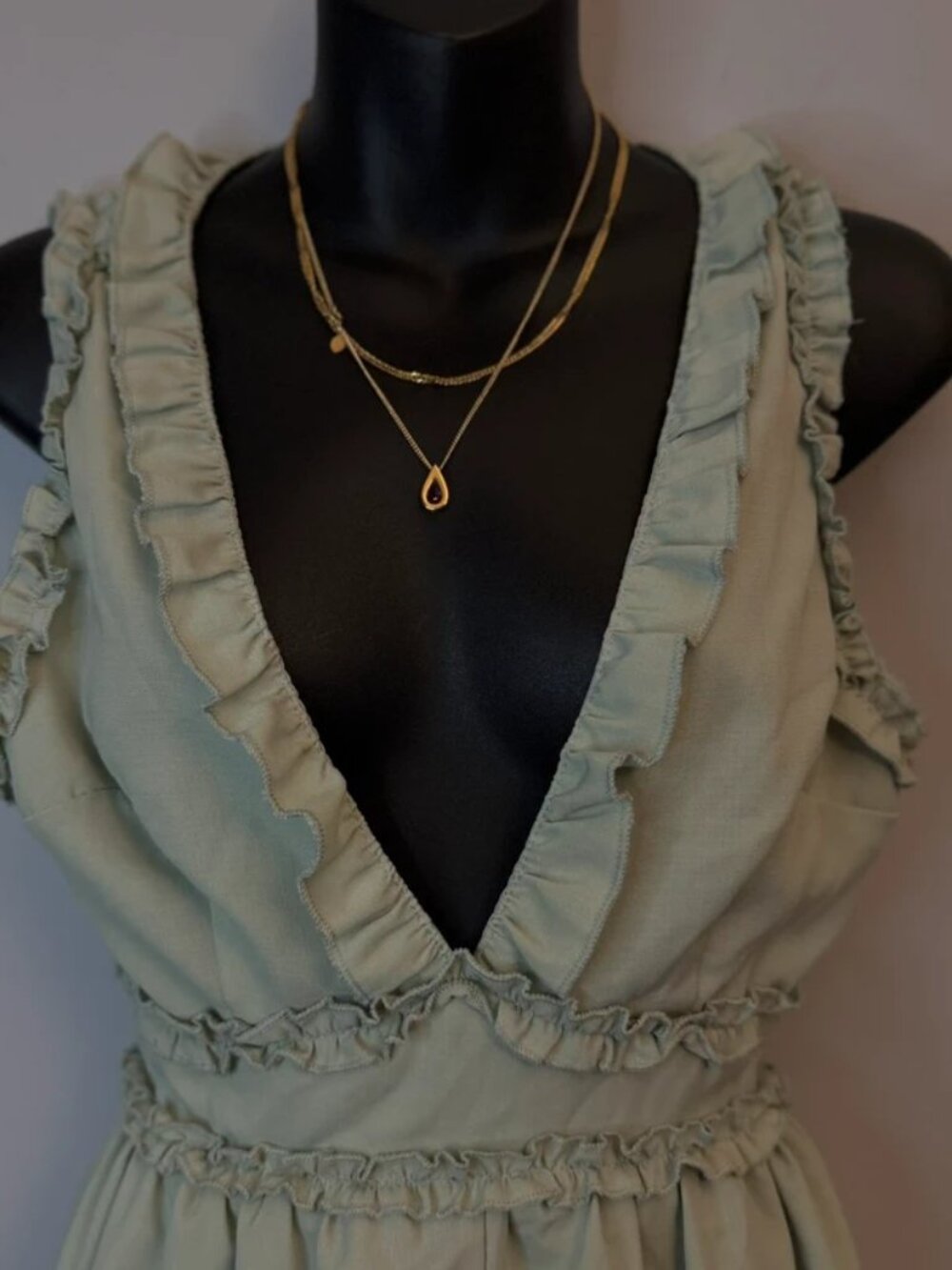 Sage Green Open Back Romper - Picture 2 of 5
